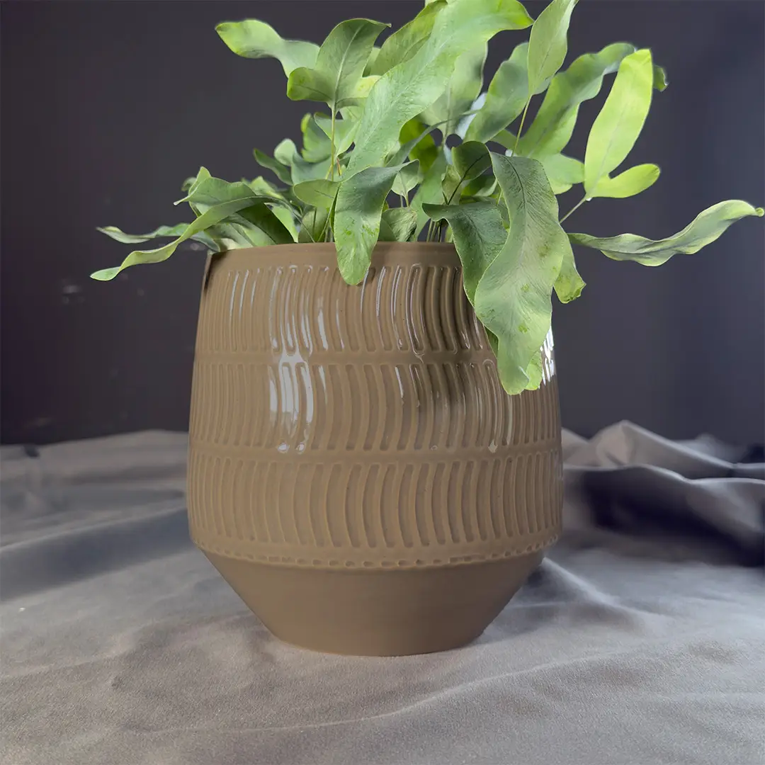 Keramikvase „Soft Lines“ – 16 cm | Beige