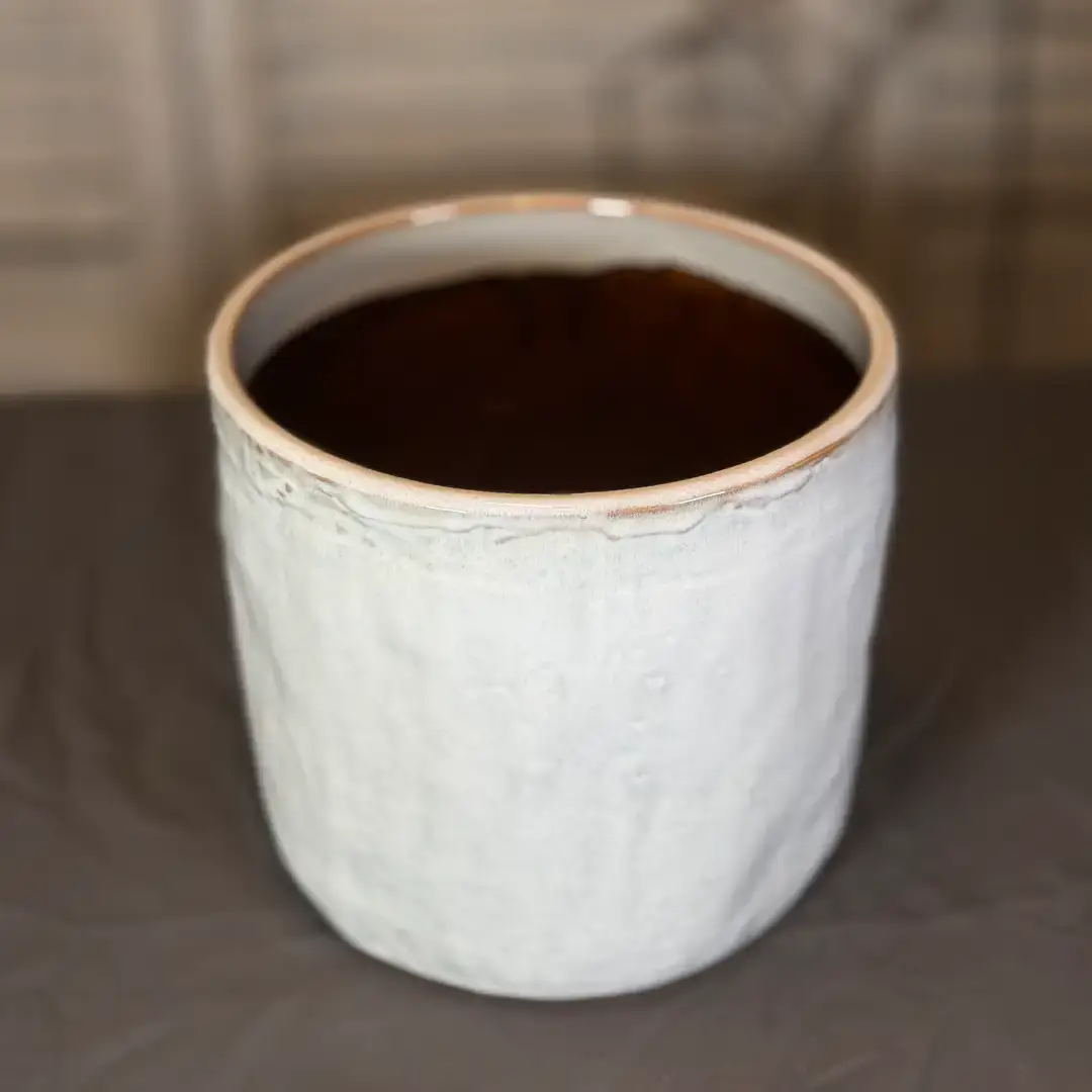 Keramik-Übertopf „Limestone“ 17 cm | Crèmeweiß – Bild 4